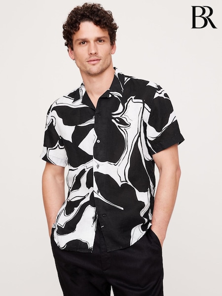 Banana Republic Black 100% Linen Regular Fit Resort Shirt (F28744) | €100