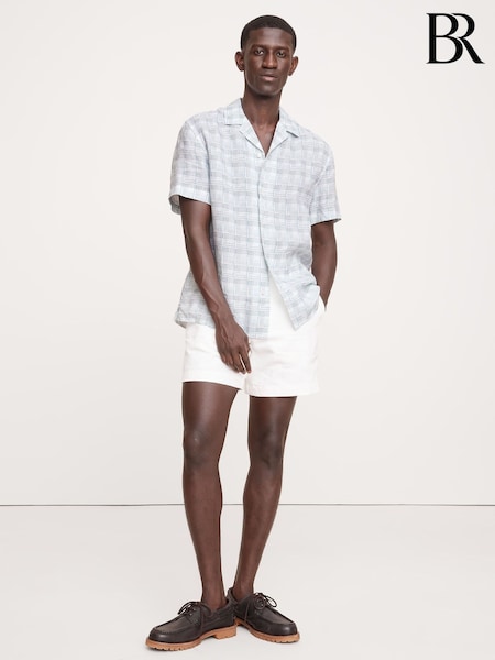 Banana Republic Blue 100% Linen Regular Fit Resort Shirt (F28745) | €100