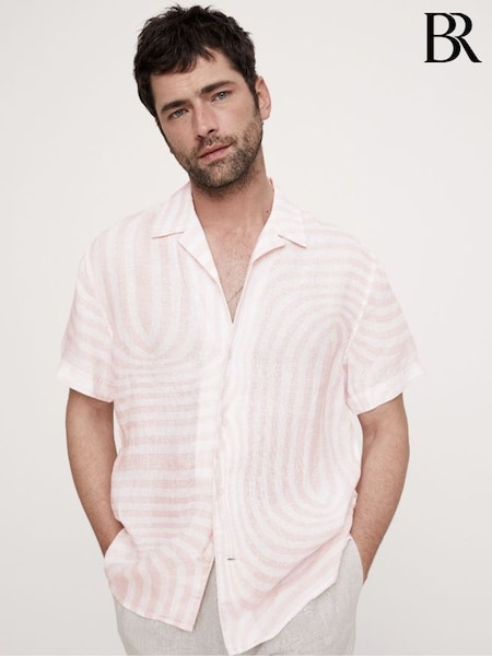 Banana Republic Pink 100% Linen Regular Fit Resort Shirt (F28750) | €100