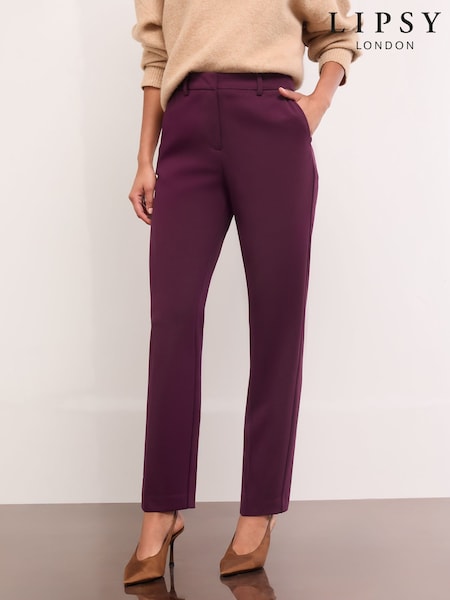 Lipsy Burgundy Red Tailored Tapered Trousers (F28774) | €46