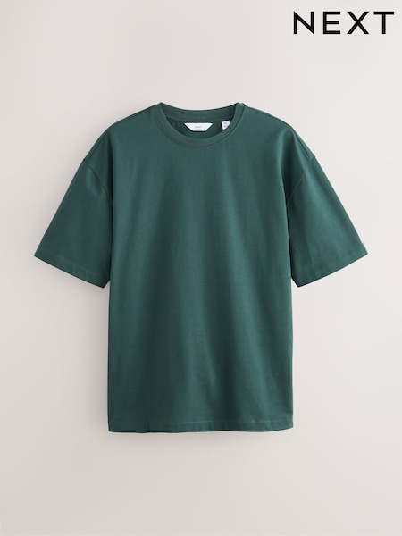 Green Dark Relaxed Fit Heavyweight T-Shirt (F28782) | 79 QAR