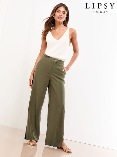 Lipsy Khaki Green Wide Leg Trousers (F28801) | €51.50