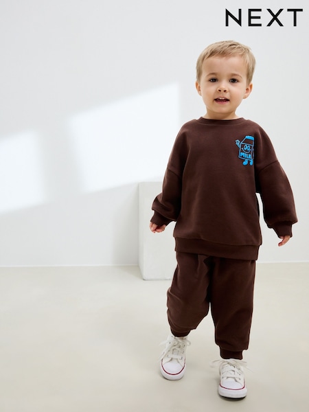 Chocolate Brown Printed - Printed Crew and Joggers Set (3mths-7yrs) (F28814) | 17 € - 23 €
