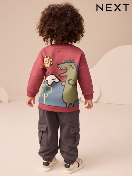 Burgundy Red Sweatshirt and Utility Joggers Set (3mths-7yrs) (F28817) | €24 - €29