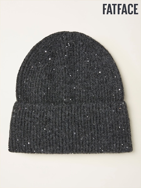 FatFace Charcoal Grey Sequin Beanie (F28848) | AED116