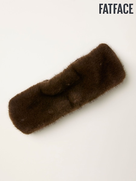 FatFace Chocolate Brown Faux Fur Headband (F28852) | €23.50
