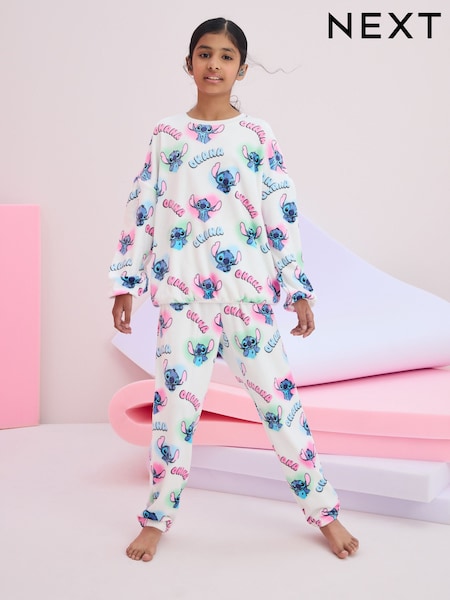 White Lilo & Stitch Cosy Fleece Pyjamas (3-16yrs) (F28857) | €24 - €33