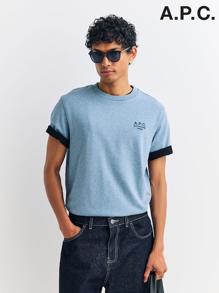 A.P.C. Light Blue Standard Rue Madame T-Shirt (F28898) | AED670