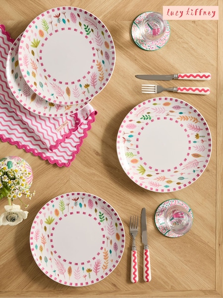 Lucy Tiffney Set of 4 Pink Autumn Leaves Dinner Plates (F28988) | €47