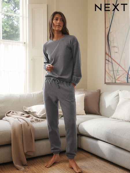Cinza ardósia - Cosy Waffle Long Sleeve Pyjamas (F29042) | R$ 305