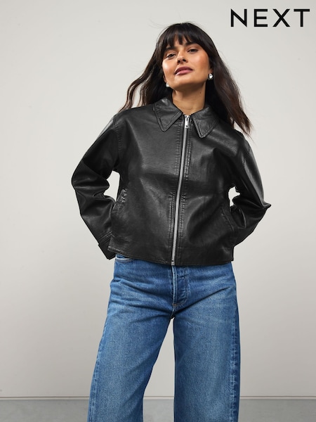 Negro - Faux Leather Zip Through Jacket (F29059) | 95 €