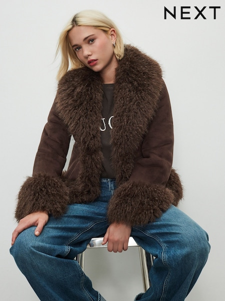Mink Brown Penny Lane Faux Fur Lined Jacket (F29067) | €91