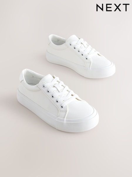 White Standard Fit (F) Lace-Up Smart Trainers (F29075) | € 28 - € 38