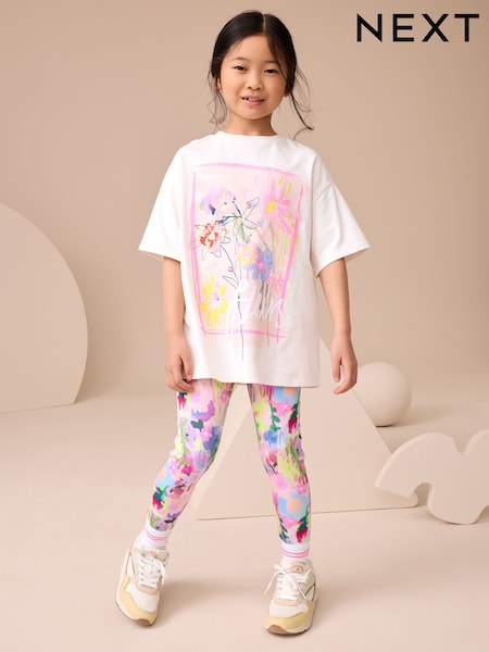 Floral Sequin T-Shirt and Leggings Set (3-16yrs) (F29131) | AED81 - AED112