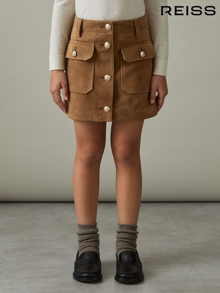 Reiss Connie Suede Flap Pocket Skirt (F29247) | ‏670 د.إ.‏