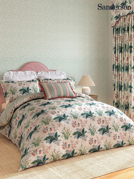 Sanderson Blush Jade Enys Garden Duvet Cover and Pillowcase Set (F29319) | 421 QAR - 718 QAR