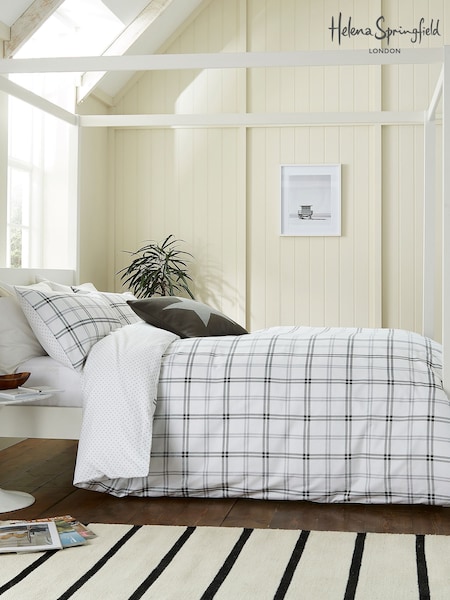 Helena Springfield Grey Hunters 100% Cotton Check Duvet Cover and Pillowcase Set (F29334) | $69 - $120