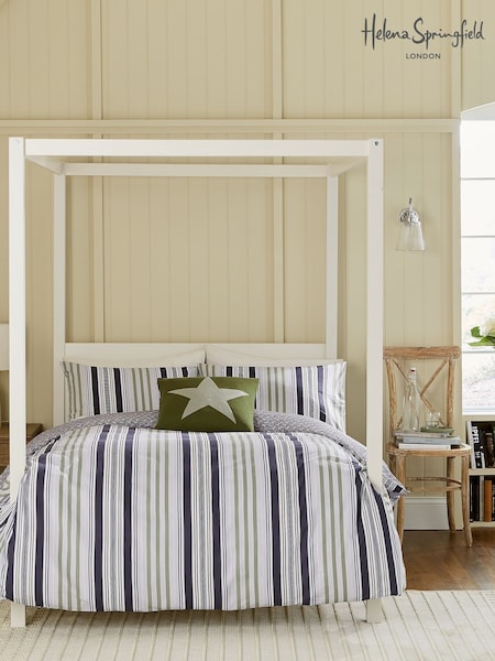 Helena Springfield Green Slate Beach House Stripe Duvet Cover and Pillowcase Set (F29366) | 124 QAR - 272 QAR
