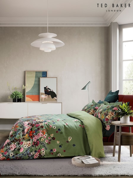 Ted Baker Green Antiquity 100% Cotton Duvet Cover and Pillowcase Set (F29384) | AED718 - AED897