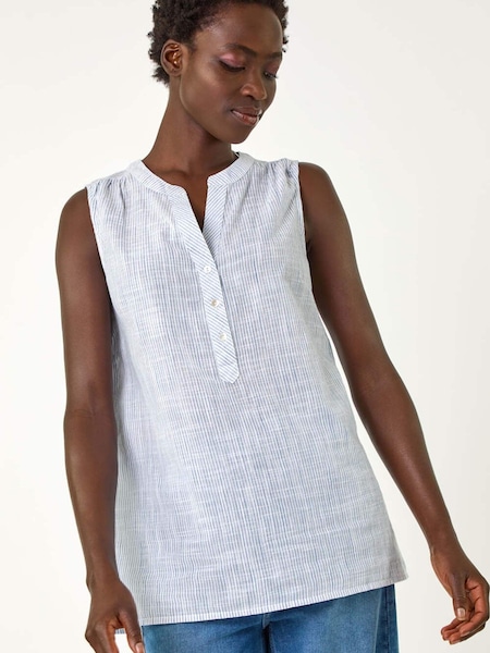 Roman Blue Stripe V-Neck 100% Cotton Vest Top (F29473) | 1,923 UAH