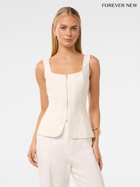 Forever New White Collins Zip Through Tank Top (F29666) | €75