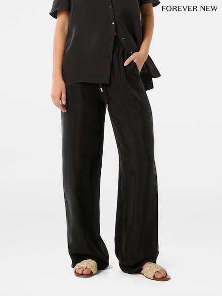 Forever New Black Emma Cupro Wide Leg Trousers (F29672) | R$ 590