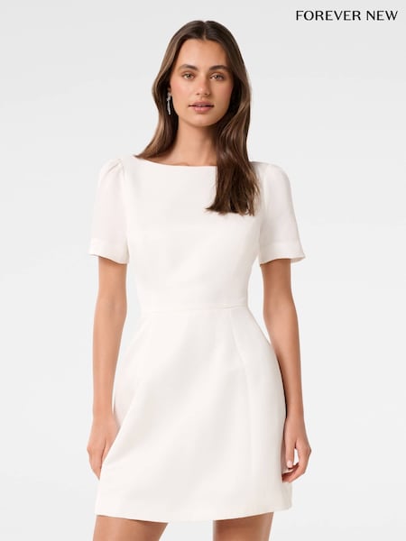 Forever New Simone Bow Back Mini Dress with a Touch of Linen (F29680) | 819 LEI