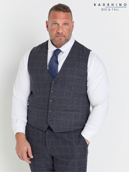 Badrhino Big & Tall Checked Tweed Waistcoat (F29682) | ‏297‏₪