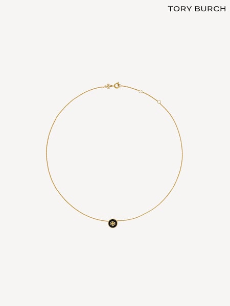 Tory Burch Black Kira Enamel Pendant Necklace (F29804) | €140