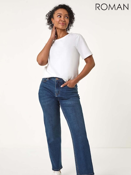 أزرق أزرق داكن - Roman Petite Stretch Straight Leg Trousers (F29838) | ‏291 د.إ.‏
