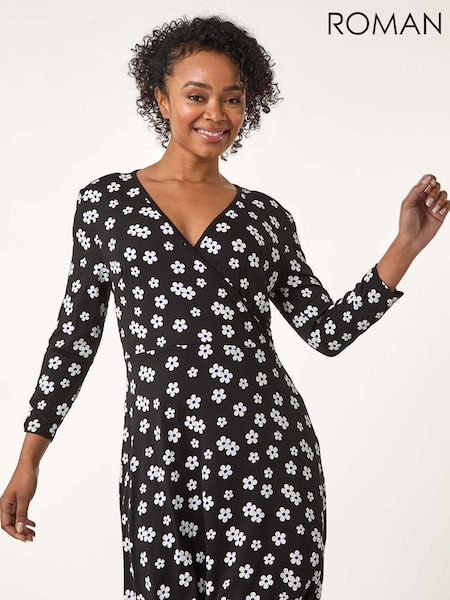 Roman Petite Floral Wrap Dress (F29854) | 313 LEI