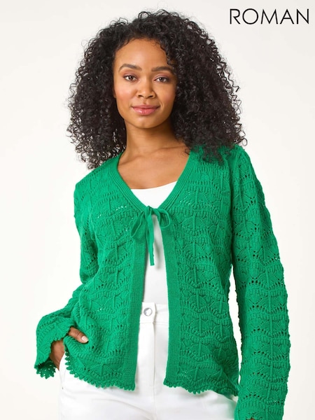 Vihreä - Roman Petite Plain Knitted Tie Cardigan (F29857) | €57