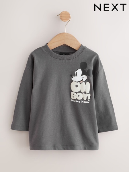Charcoal Grey Mickey Mouse Long Sleeve T-Shirt (3mths-8yrs) (F29914) | 54 QAR - 64 QAR