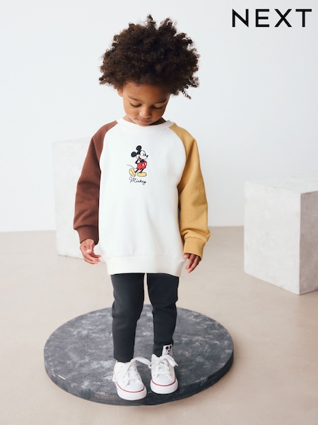 Ecru/Brown Mickey Mouse Crew Sweatshirt and Leggings Set (3mths-8yrs) (F29920) | R$ 235 - R$ 275