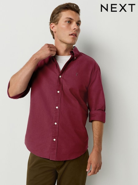 Burgundy Red Slim Fit Long Sleeve Oxford Shirt (F29948) | €31