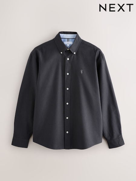 Charcoal Grey Regular Fit Long Sleeve Oxford Shirt (F29951) | SGD 46
