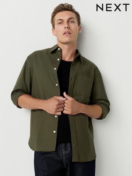 أخضر داكن - تلبيس قياسي - Long Sleeve Oxford Shirt (F29957) | ‏114 د.إ.‏