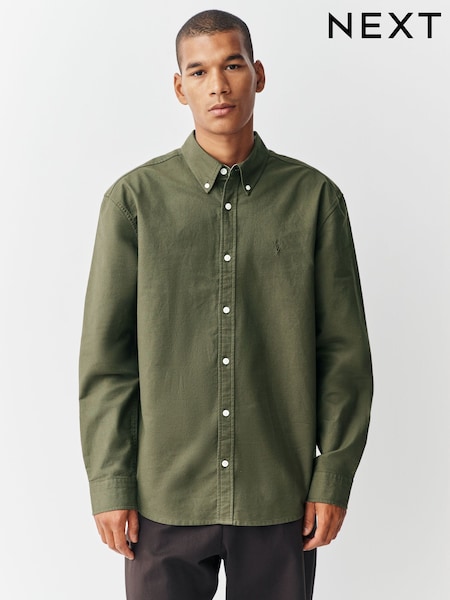 Verde oscuro - Corte estándar - Long Sleeve Oxford Shirt (F29959) | 35 €