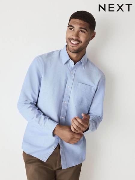 Light Blue Slim Fit Long Sleeve Oxford Shirt (F29962) | 129 QAR