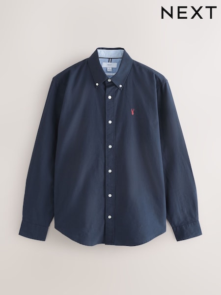 Navy Blue Regular Fit Long Sleeve Oxford Shirt (F29967) | 129 QAR