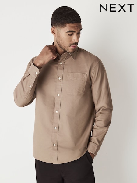 Stone Natural Regular Fit Long Sleeve Oxford Shirt (F29973) | €35