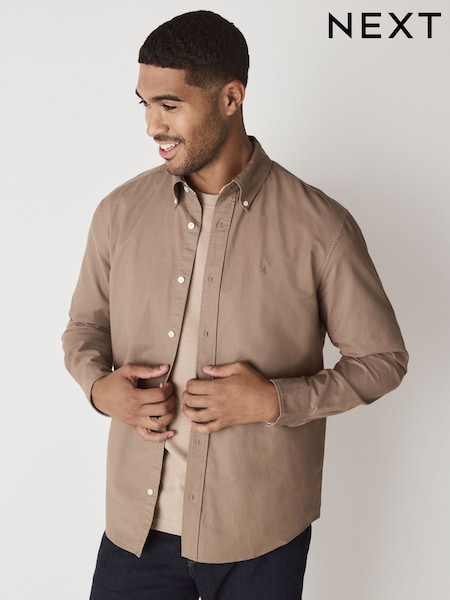 Stone Natural Regular Fit Long Sleeve Oxford Shirt (F29975) | €35