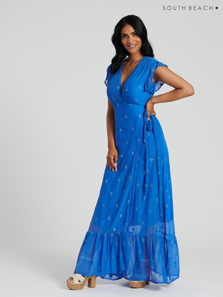 South Beach Sequin Detail Wrap Midi Dress (F30034) | ‏251‏₪