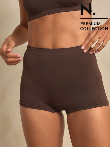 Chocolate Brown N.Premium Super Soft Seamless Shorts (F30098) | AED46