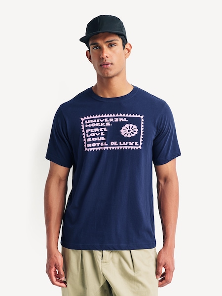 Universal Works Blue Single Jersey Pickup Print T-Shirt (F30160) | AED349