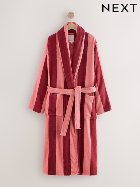 Pink/ Red Stripe Cotton Towelling Robe (F30175) | R$ 420