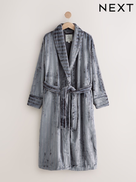 Grey Supersoft Tonal Stripe Dressing Gown (F30179) | AED143