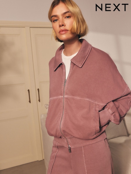 Berry Red Collared Bomber Style Jacket (F30268) | €50.50