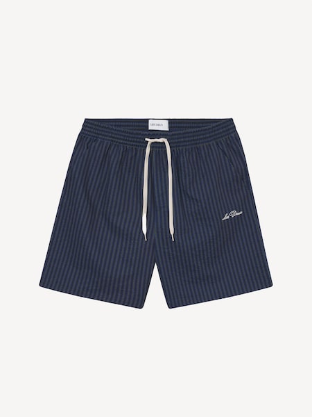 Azul marino - Les Deux Stan Stripe Seersucker Swim Shorts (F30306) | 85 €
