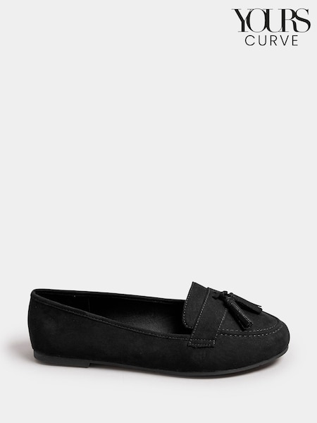 Yours Curve Black Extra Wide Fit Wide Fit Micro Tassle Loafers (F30322) | €45